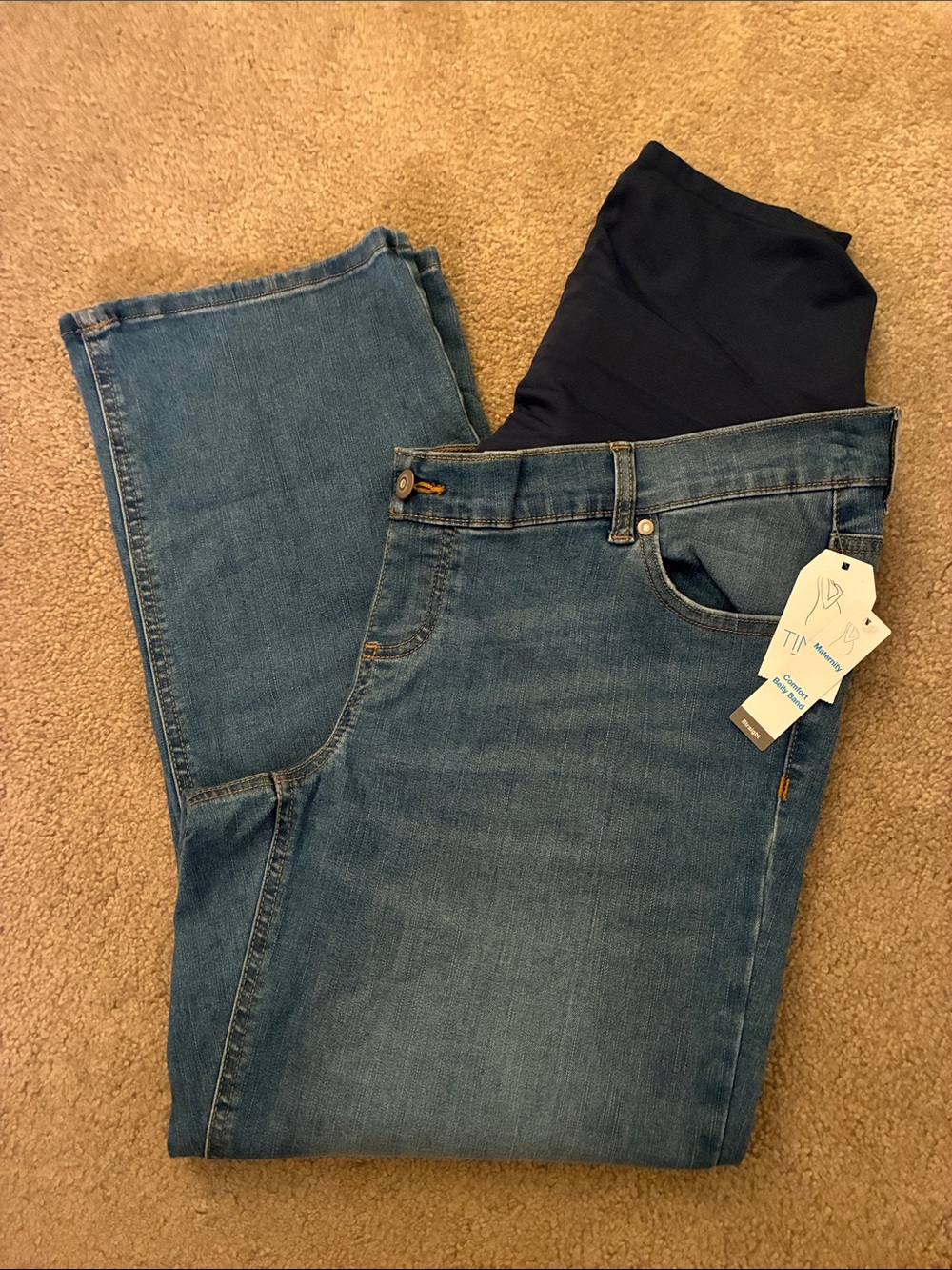Time and Tru Maternity Straight Denim Comfort Belly Band - Size L (12/14)
